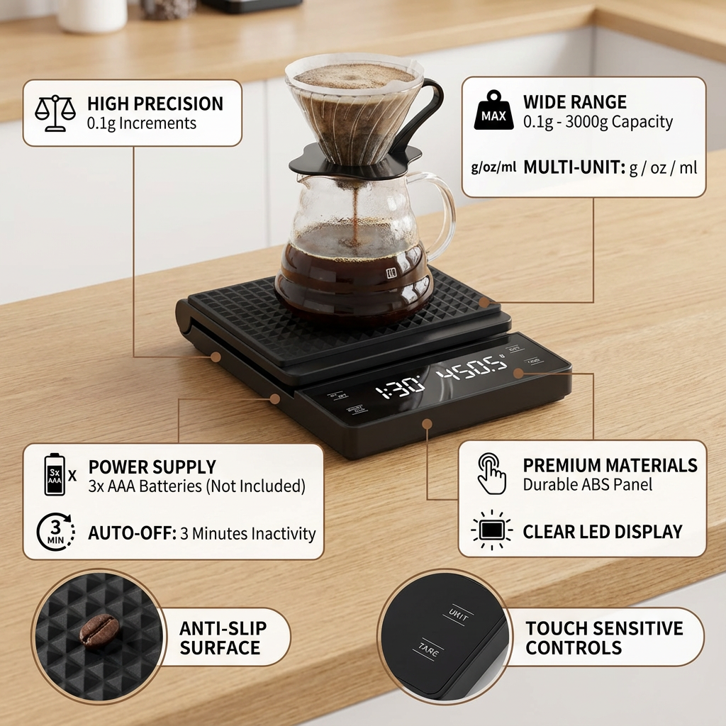 3kg/0.1g Coffee Scale with Tim - Scale Drip Timer incelemesi ve fiyatı
